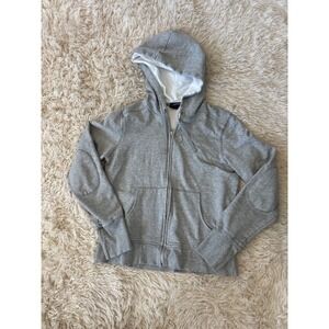 GAP‎ Gray Zip Up Hoodie Sweatshirt with Elbow Patches Size Medium y2k